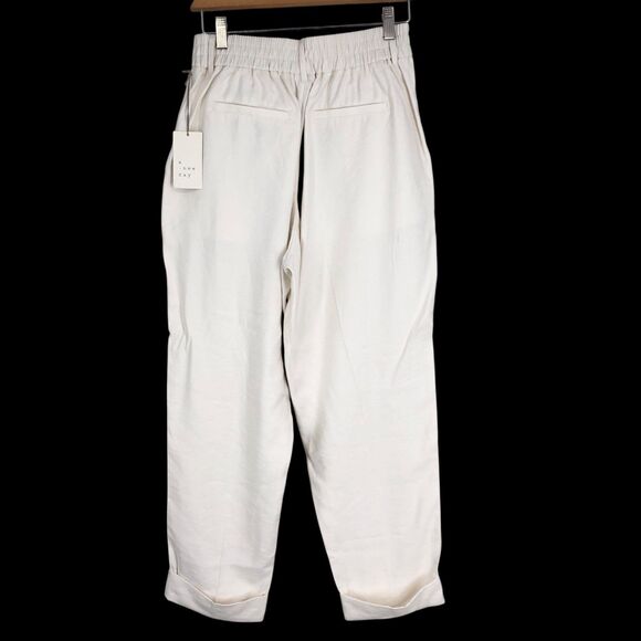 NWT Women’s High Rise Slim Straight Leg Pintuck Ankle Pants, Ivory Trousers SZ 8 - Picture 3 of 12